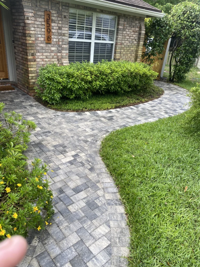 Paver sealing in Jacksonville, FL on a residential walkway