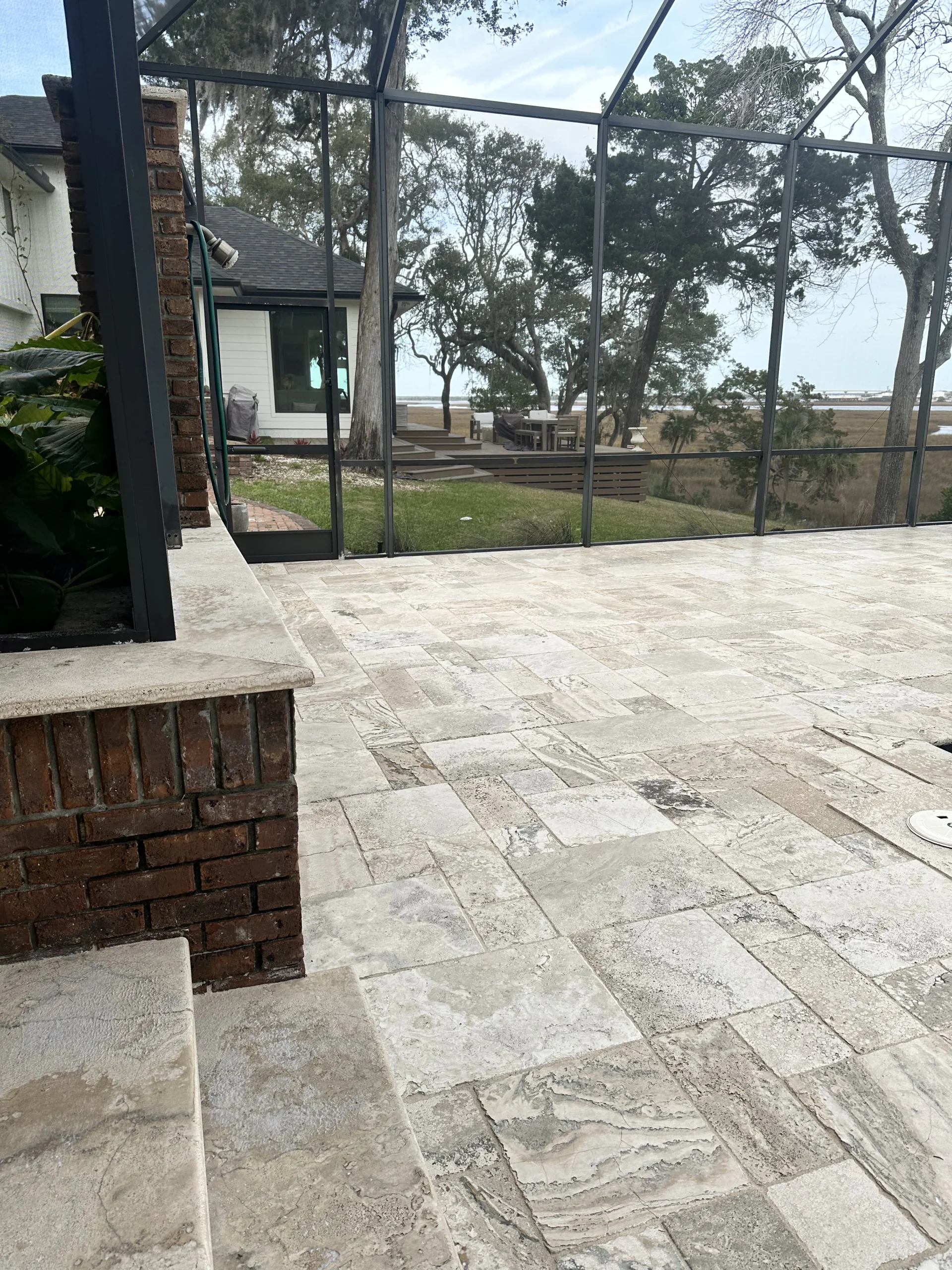 Sealed patio pavers at a Jacksonville Beach, FL property