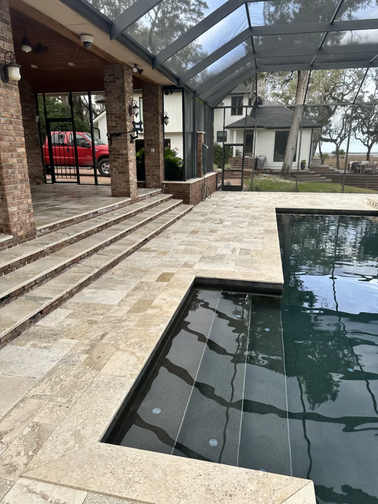 Paver sealing in Jacksonville, FL on a pool deck and patio